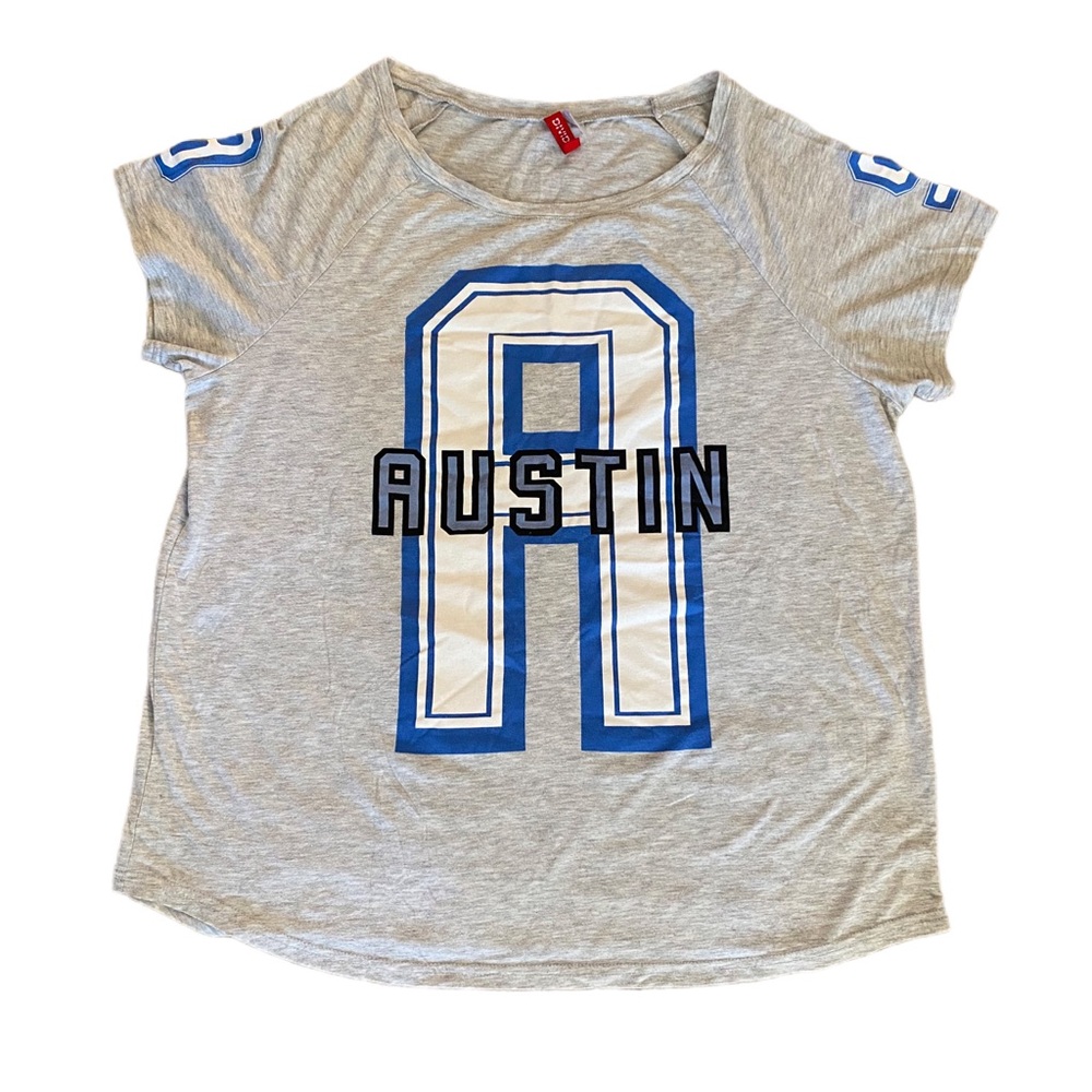 Divided Gray and Blue Short Sleeve Tee